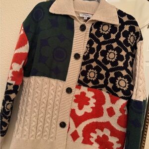 Polagram Color-Block Sweater Cardigan M